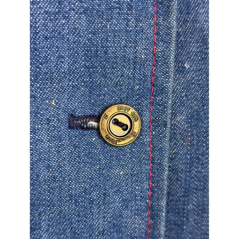 VTG 70s Joyce Blue Denim Vest Medium Red Stitching Shotgun Shell Buttons Western - Picture 3 of 8